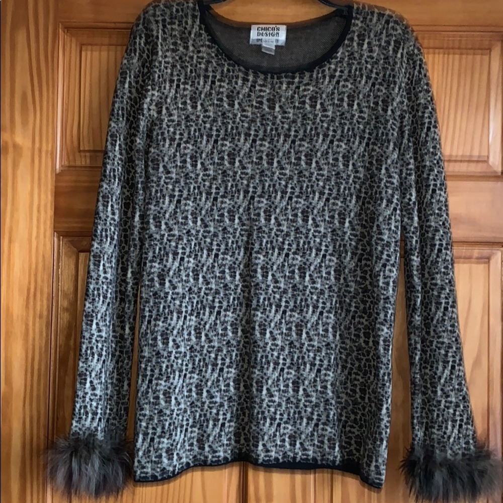 Chico’s Design Women’s 1 Sweater Cheetah Print